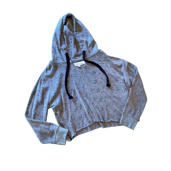 Vintage Havana Crop Distressed Zipper Side Pullover Hoodie Size Small 0583 - Picture 2 of 8